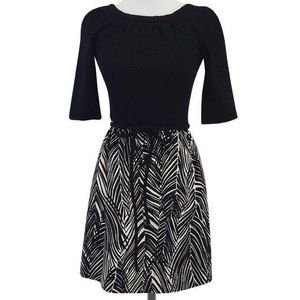 Milly Black & Tan Print Cotton Dress